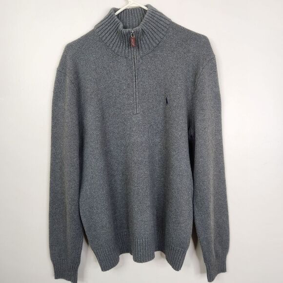Vintage 90s Polo Ralph Lauren Mens Long Sleeve Mock Neck 1/4 Zip Pullover Size L - Picture 1 of 7